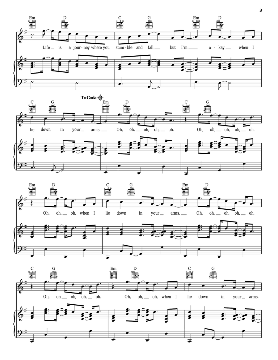 In Your Arms In Your Arms Piano, Vocal, Guitar scores gallery preview page 3
