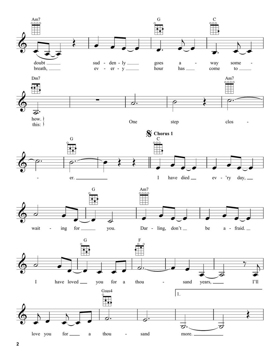 A Thousand Years Ukulele scores gallery preview page 2