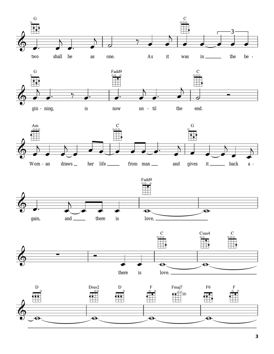 Wedding Song (There Is Love) Ukulele scores gallery preview page 3
