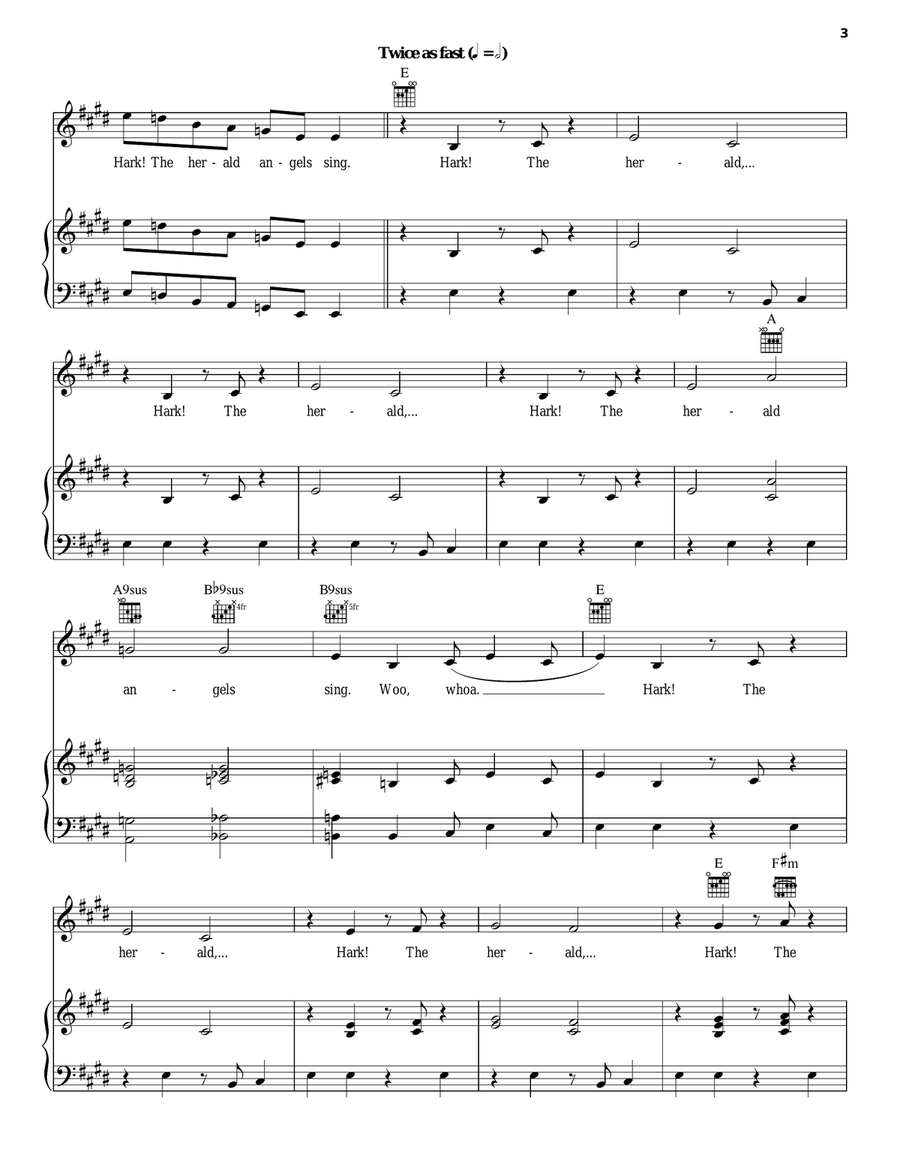 Hark! The Herald Angels Sing A Cappella scores gallery preview page 3