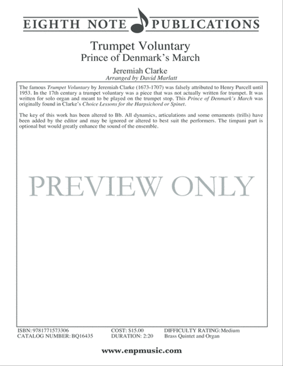 Trumpet Voluntary (Prince of Denmark's March) Brass Ensemble scores gallery preview page 2
