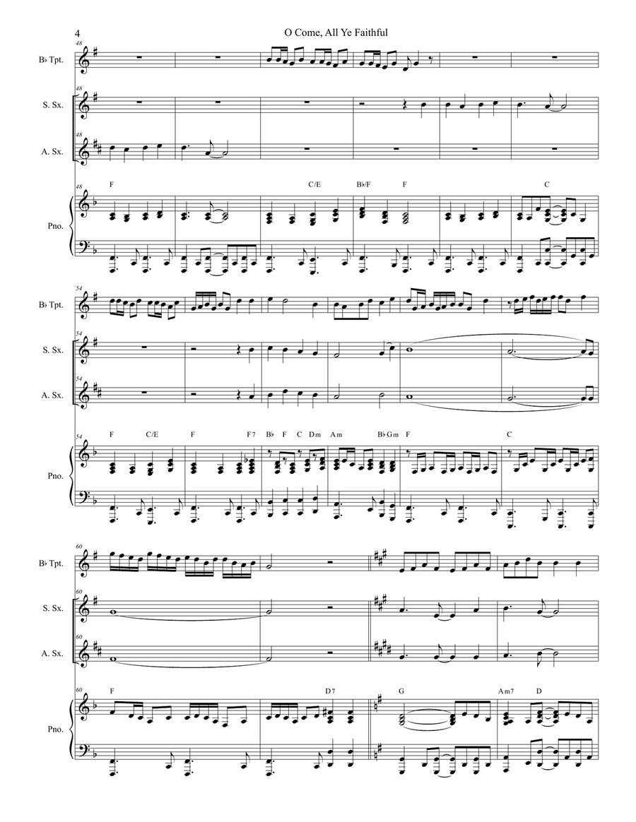 O Come All Ye Faithful (Duet for Soprano and Alto Saxophone) Woodwind Duet scores gallery preview page 4