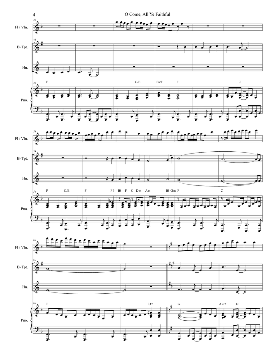 O Come All Ye Faithful (Duet for Bb-Trumpet and French Horn) O Come All Ye Faithful (Duet for Bb-Trumpet and French Horn) Brass Duet scores gallery preview page 4