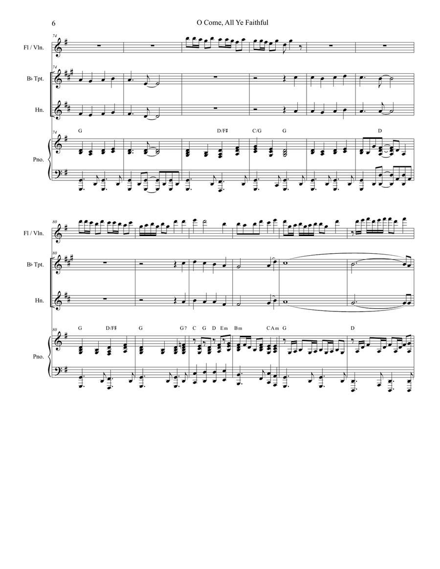O Come All Ye Faithful (Duet for Bb-Trumpet and French Horn) O Come All Ye Faithful (Duet for Bb-Trumpet and French Horn) Brass Duet scores gallery preview page 6
