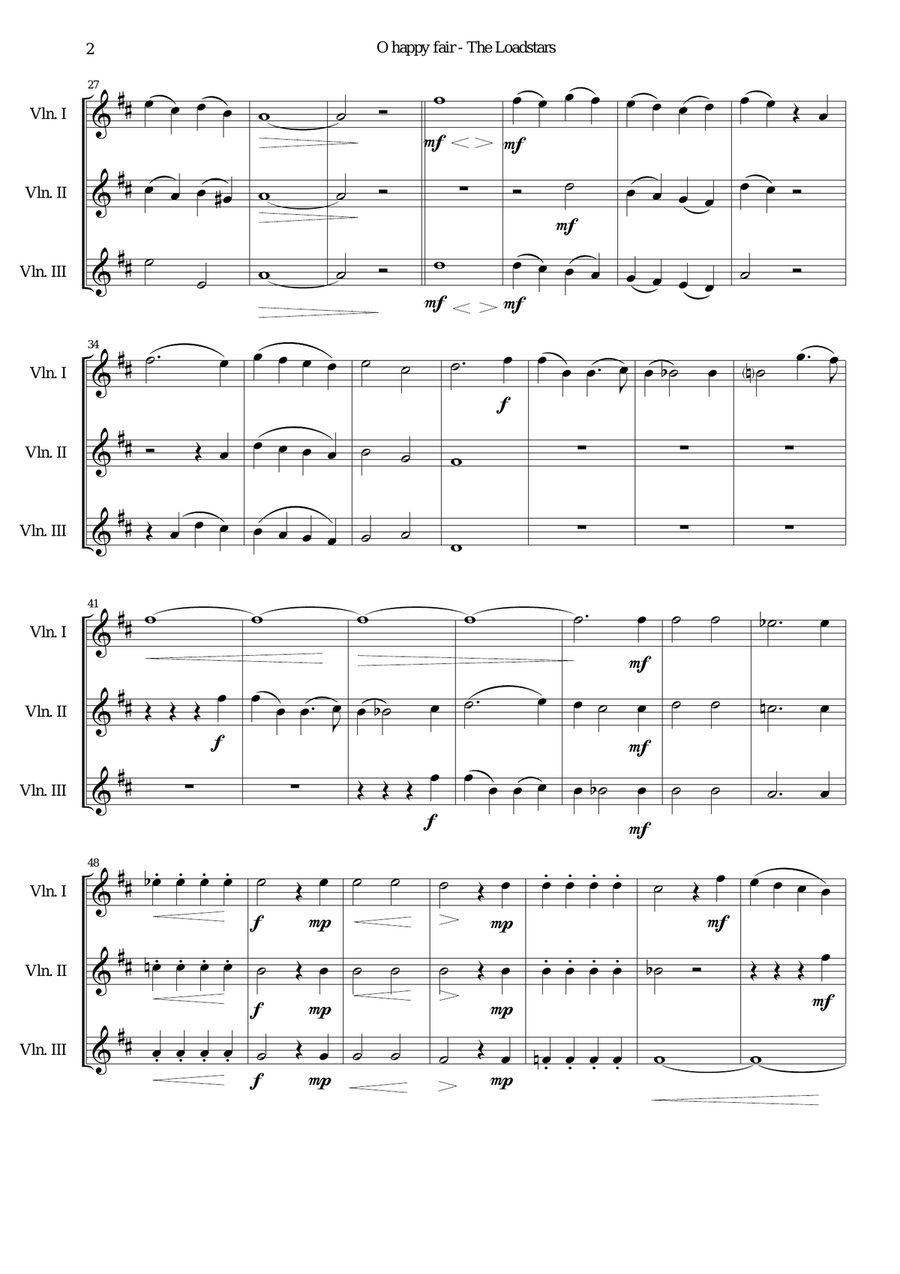 O happy fair - The Loadstars for violin trio Violin Solo scores gallery preview page 2