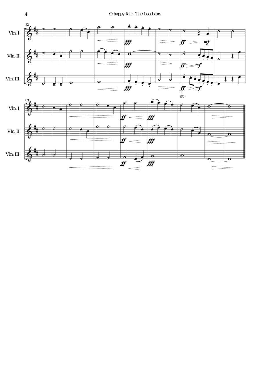 O happy fair - The Loadstars for violin trio Violin Solo scores gallery preview page 4