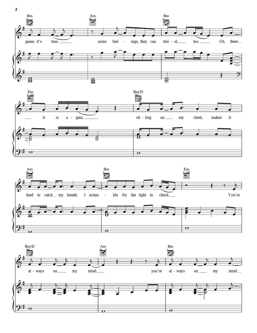 Wish That You Were Here Wish That You Were Here Piano, Vocal, Guitar scores gallery preview page 2