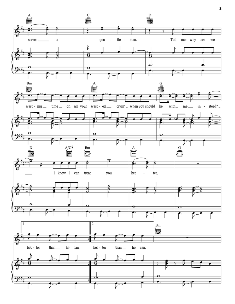 Treat You Better Treat You Better Piano, Vocal, Guitar scores gallery preview page 3