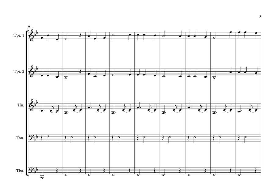Réunionese National Song (''l'hymne de La REUNION'') for Brass Quintet Brass Quintet scores gallery preview page 3
