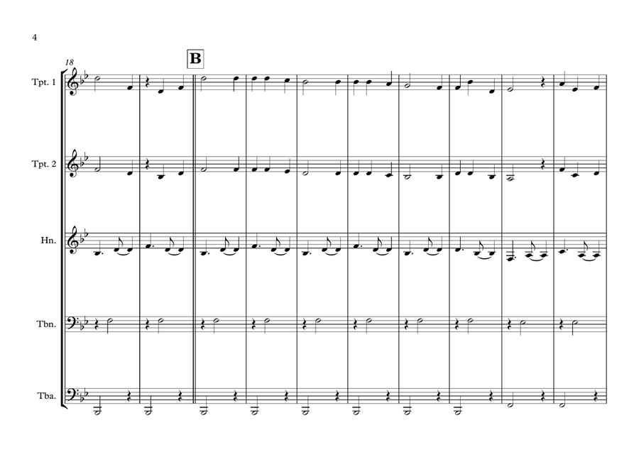 Réunionese National Song (''l'hymne de La REUNION'') for Brass Quintet Brass Quintet scores gallery preview page 4