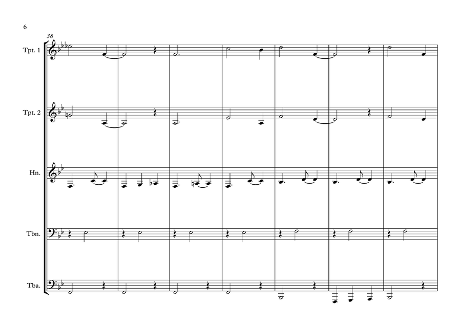 Réunionese National Song (''l'hymne de La REUNION'') for Brass Quintet Brass Quintet scores gallery preview page 6