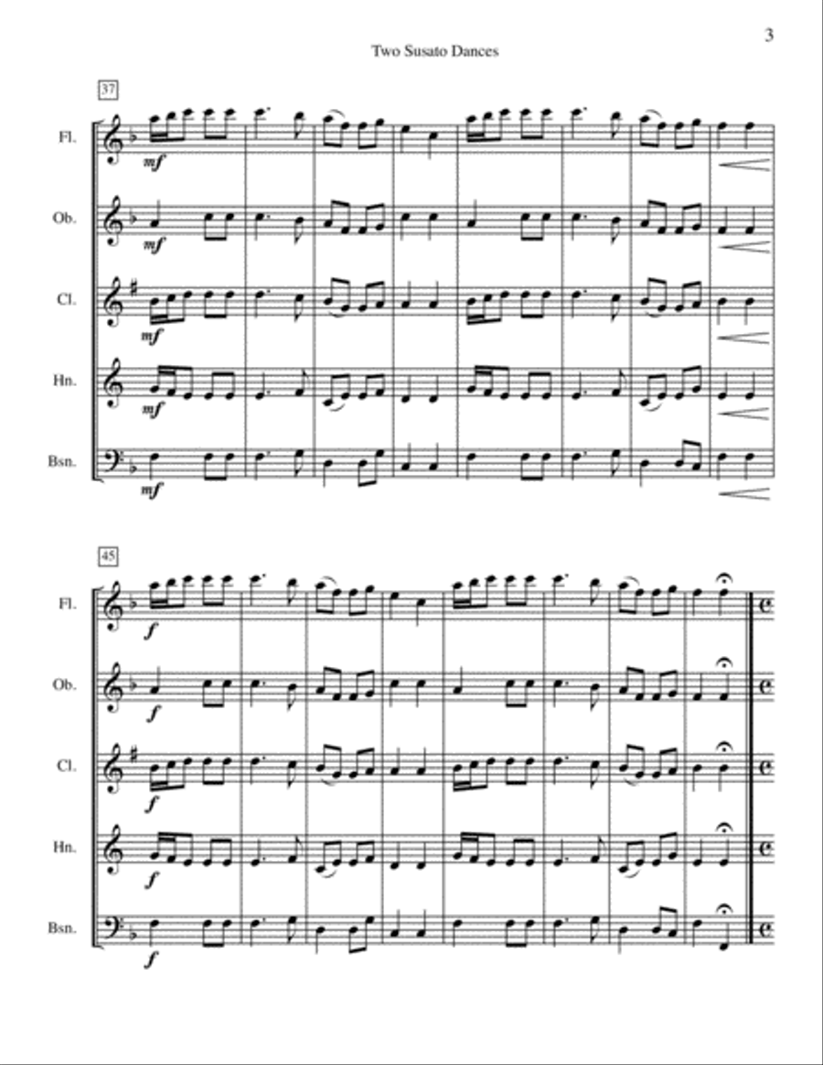 Two Susato Dances Woodwind Quintet scores gallery preview page 3