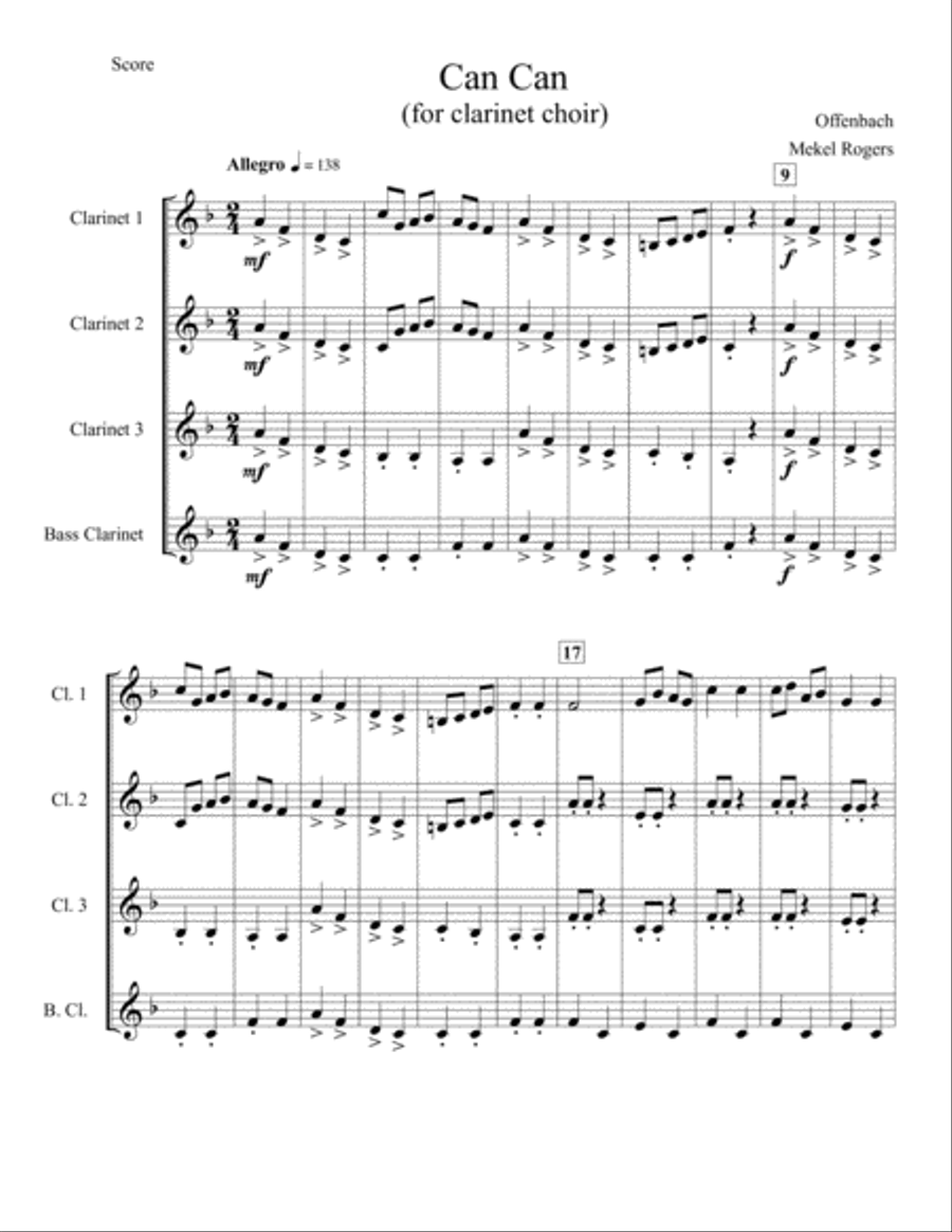 Can Can Woodwind Quartet scores gallery preview page 1
