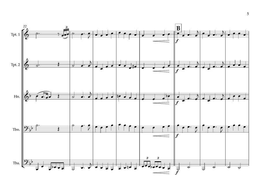 Bermudan National & Local Anthem (Hail to Bermuda) for Brass Quintet Brass Quintet scores gallery preview page 5