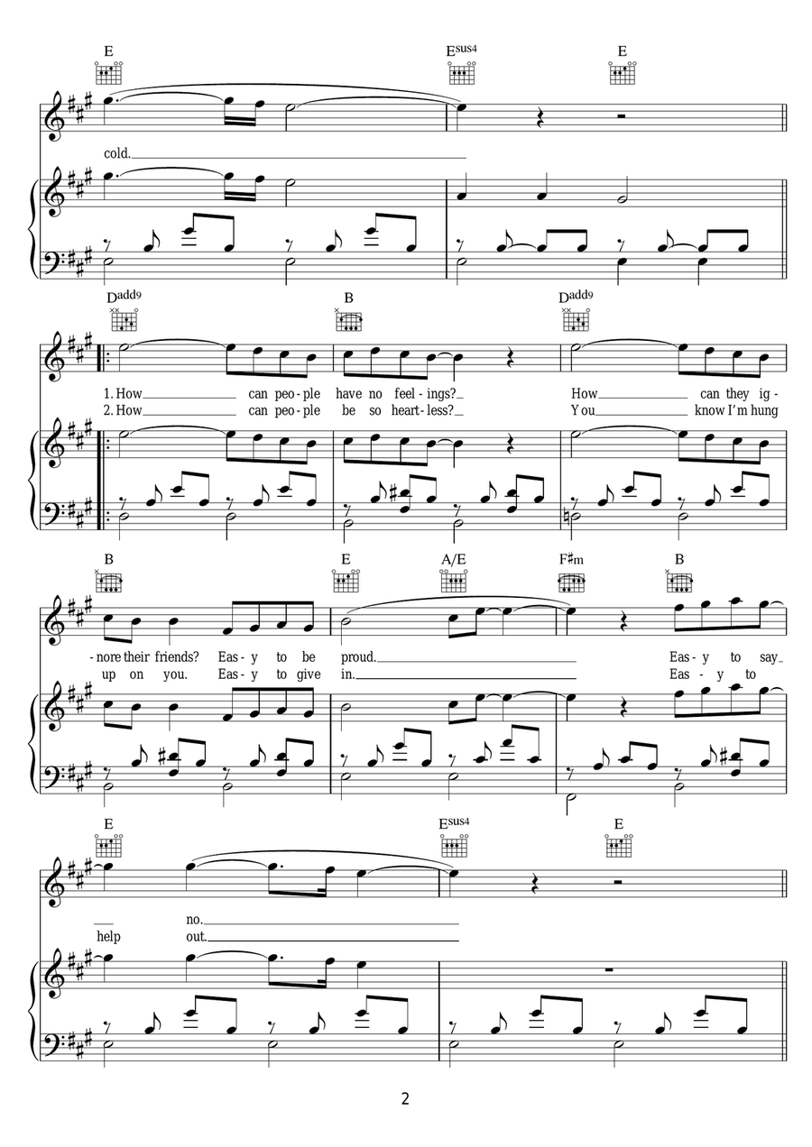 Easy To Be Hard (from 'Hair') Piano, Vocal, Guitar scores gallery preview page 2