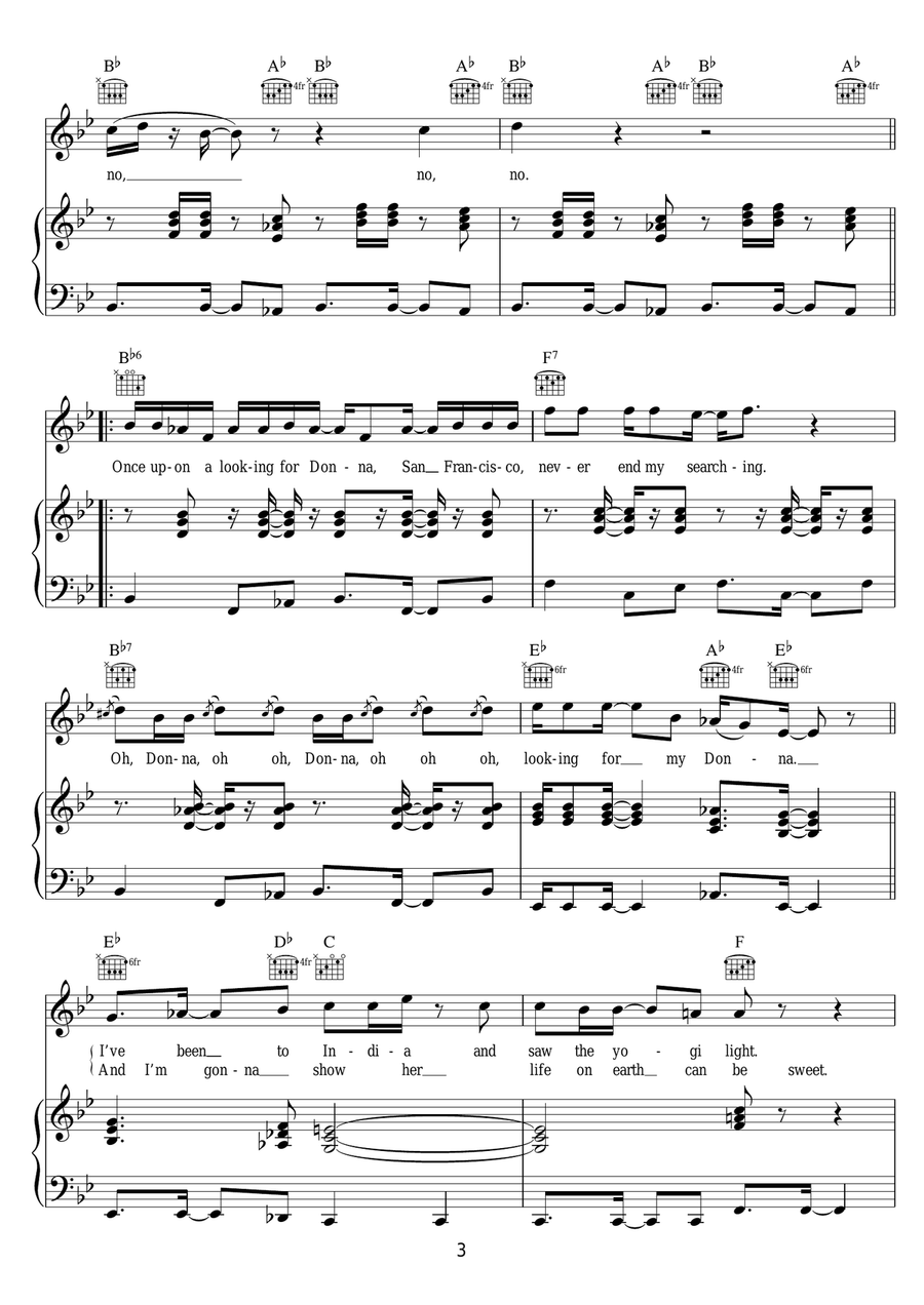 Donna (from 'Hair') Donna (from 'Hair') Piano, Vocal, Guitar scores gallery preview page 3