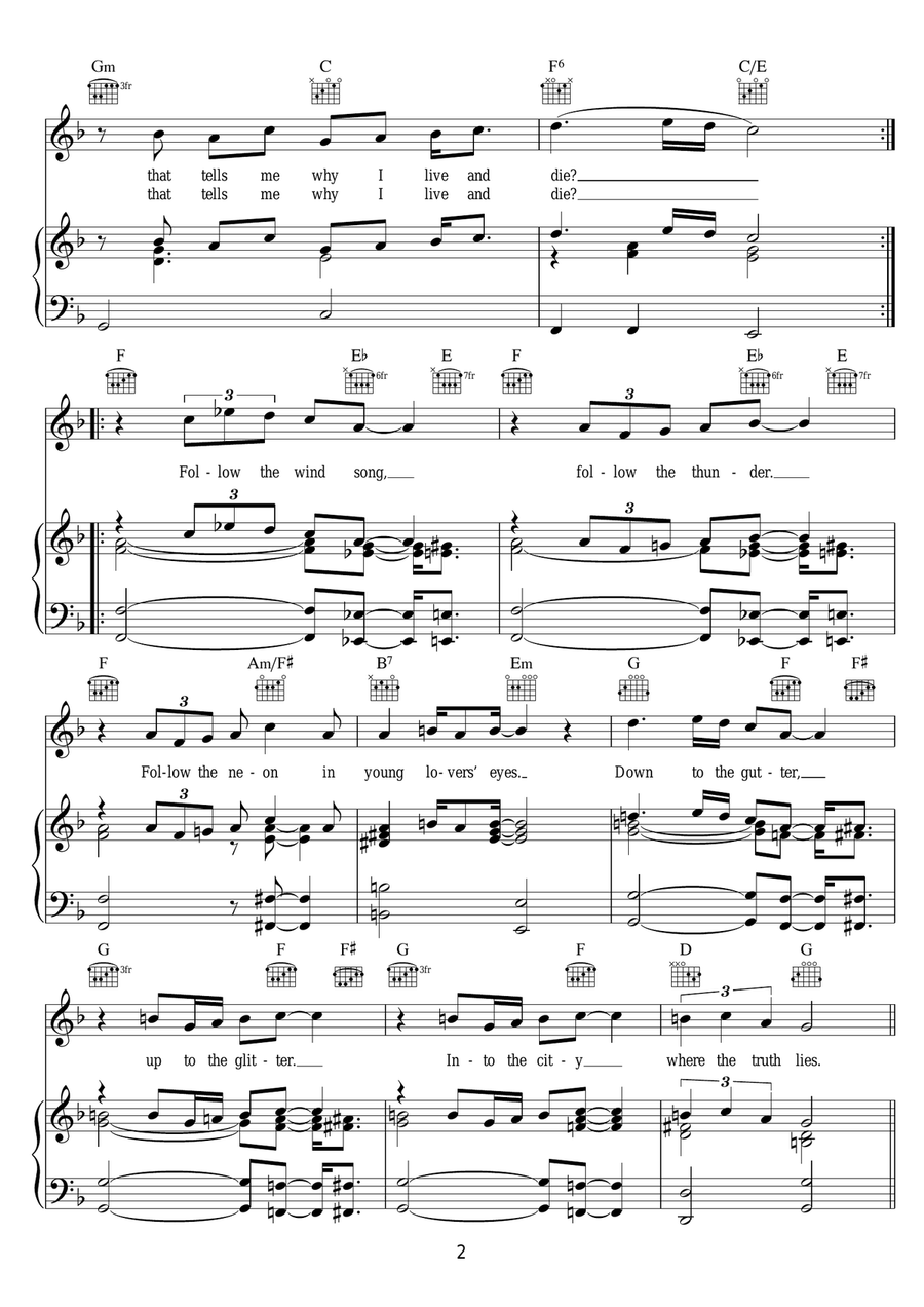 Where Do I Go? (from 'Hair') Piano, Vocal, Guitar scores gallery preview page 2