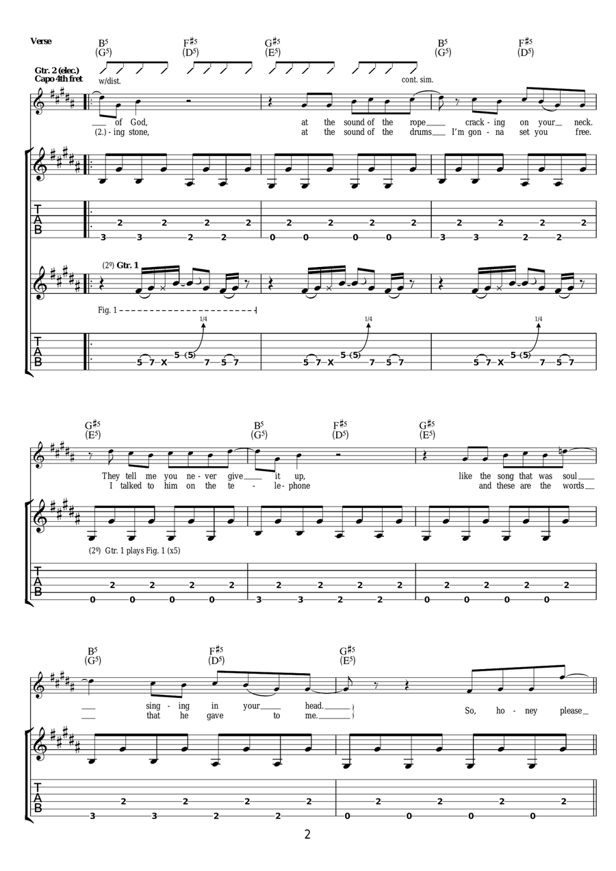 In The Heat Of The Moment Guitar Tablature scores gallery preview page 2