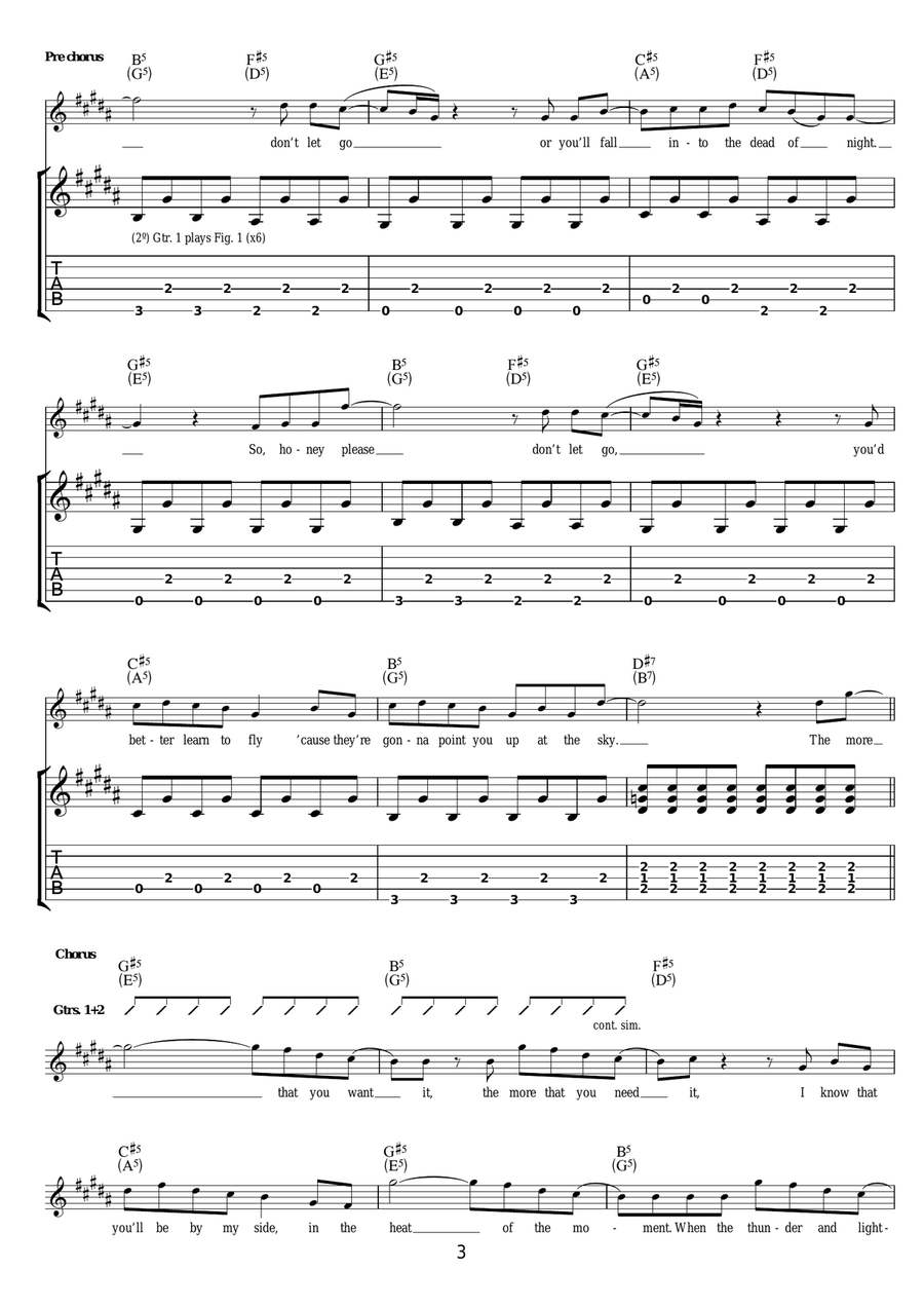 In The Heat Of The Moment Guitar Tablature scores gallery preview page 3