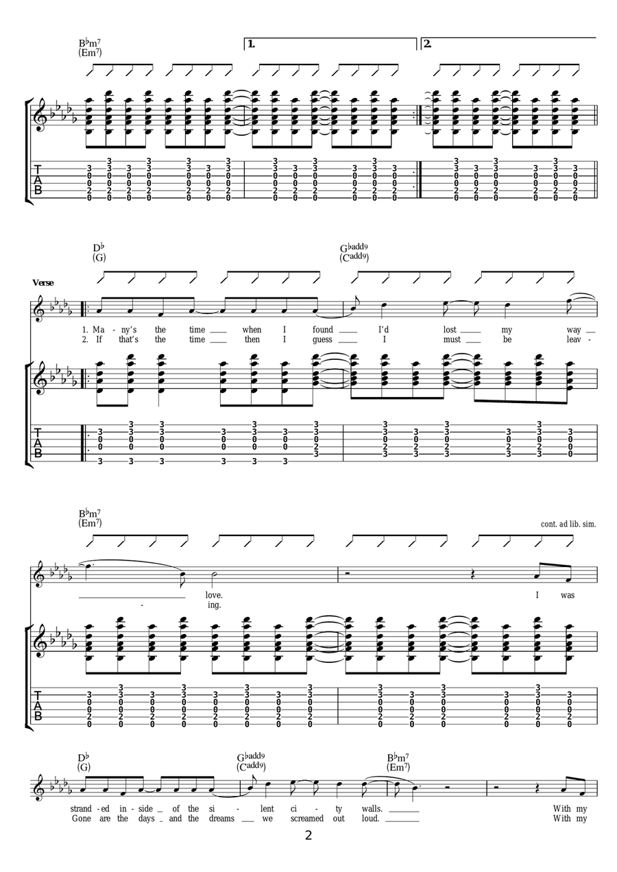 You Know We Can't Go Back Guitar Tablature scores gallery preview page 2