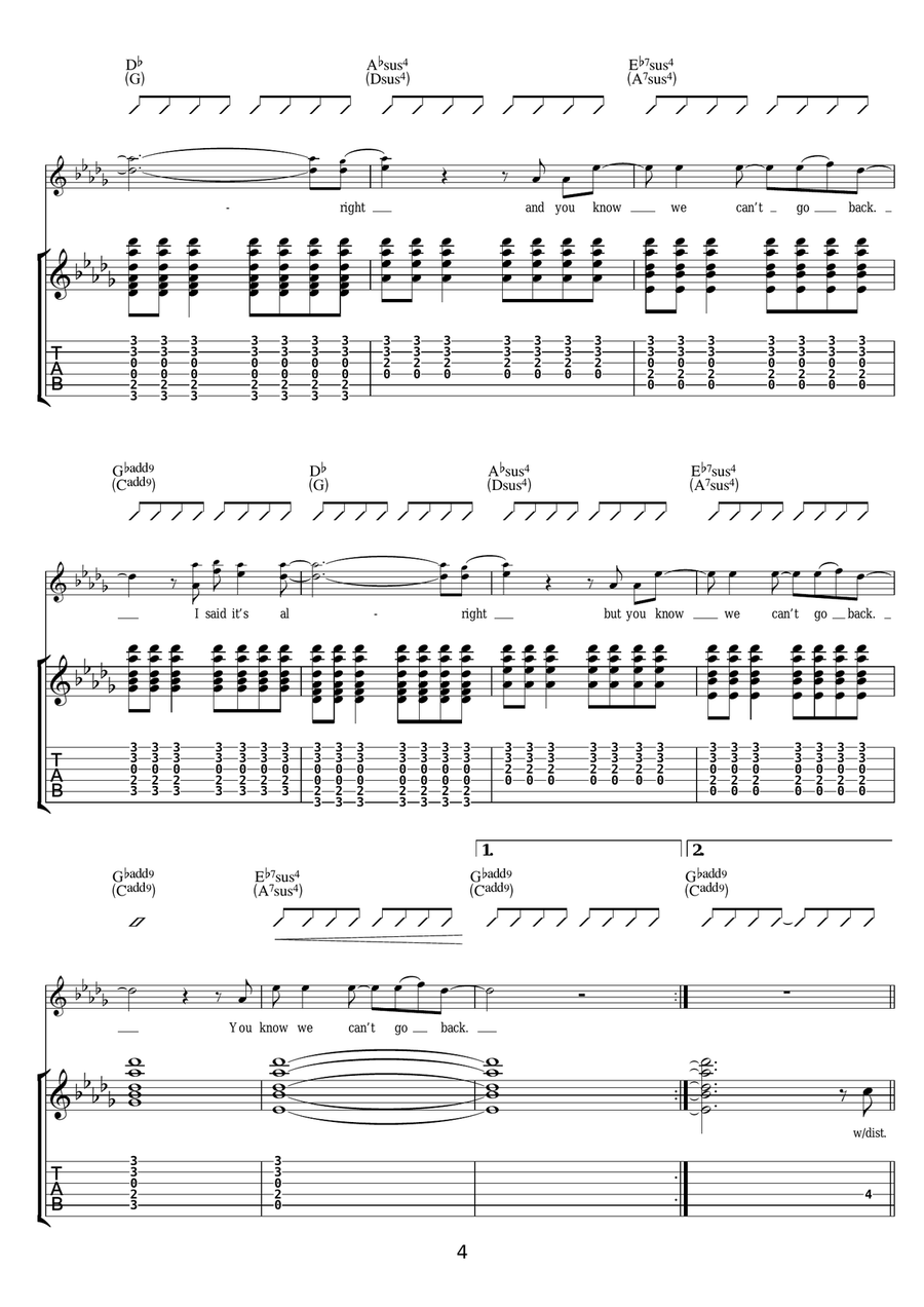 You Know We Can't Go Back Guitar Tablature scores gallery preview page 4