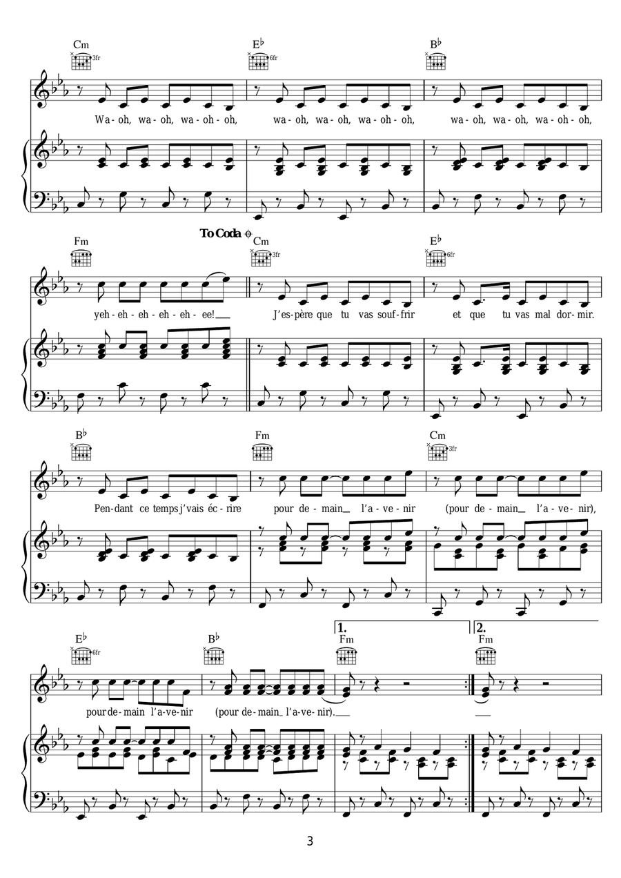 Avenir Avenir Piano, Vocal, Guitar scores gallery preview page 3