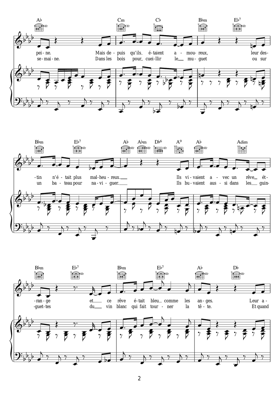 La Romance De Paris La Romance De Paris Piano, Vocal, Guitar scores gallery preview page 2