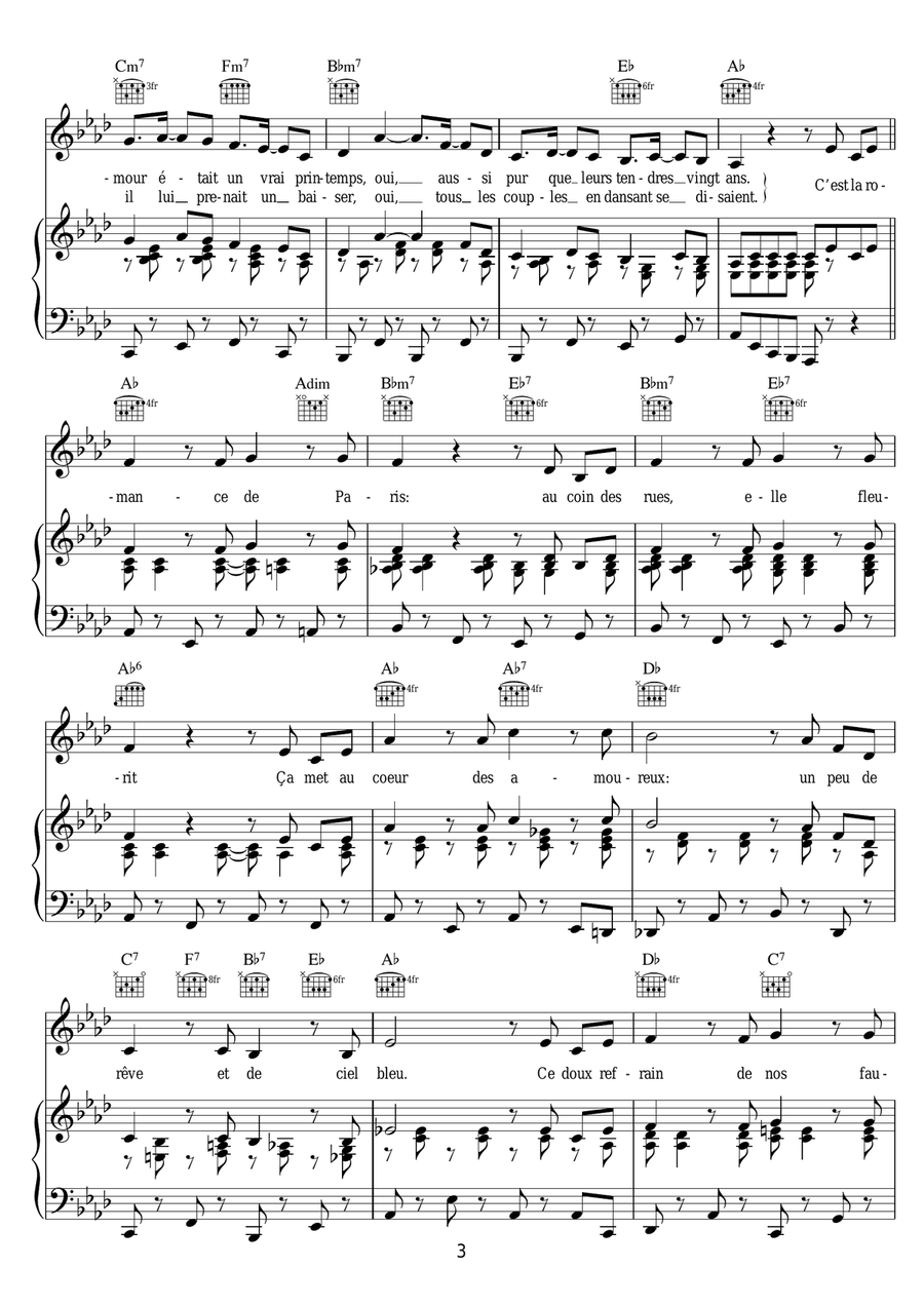 La Romance De Paris La Romance De Paris Piano, Vocal, Guitar scores gallery preview page 3