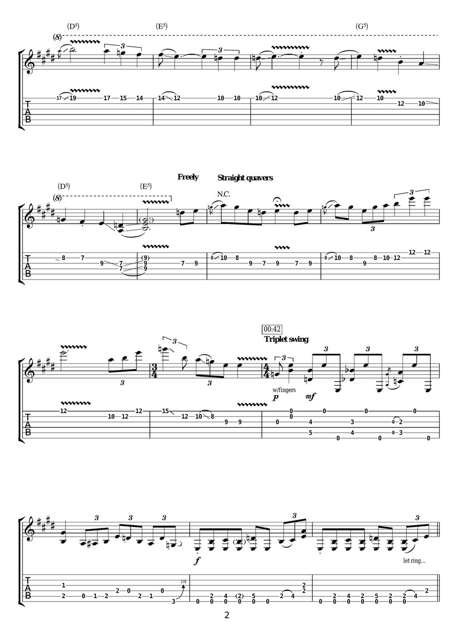 Too Much Alcohol Too Much Alcohol Guitar Tablature scores gallery preview page 2
