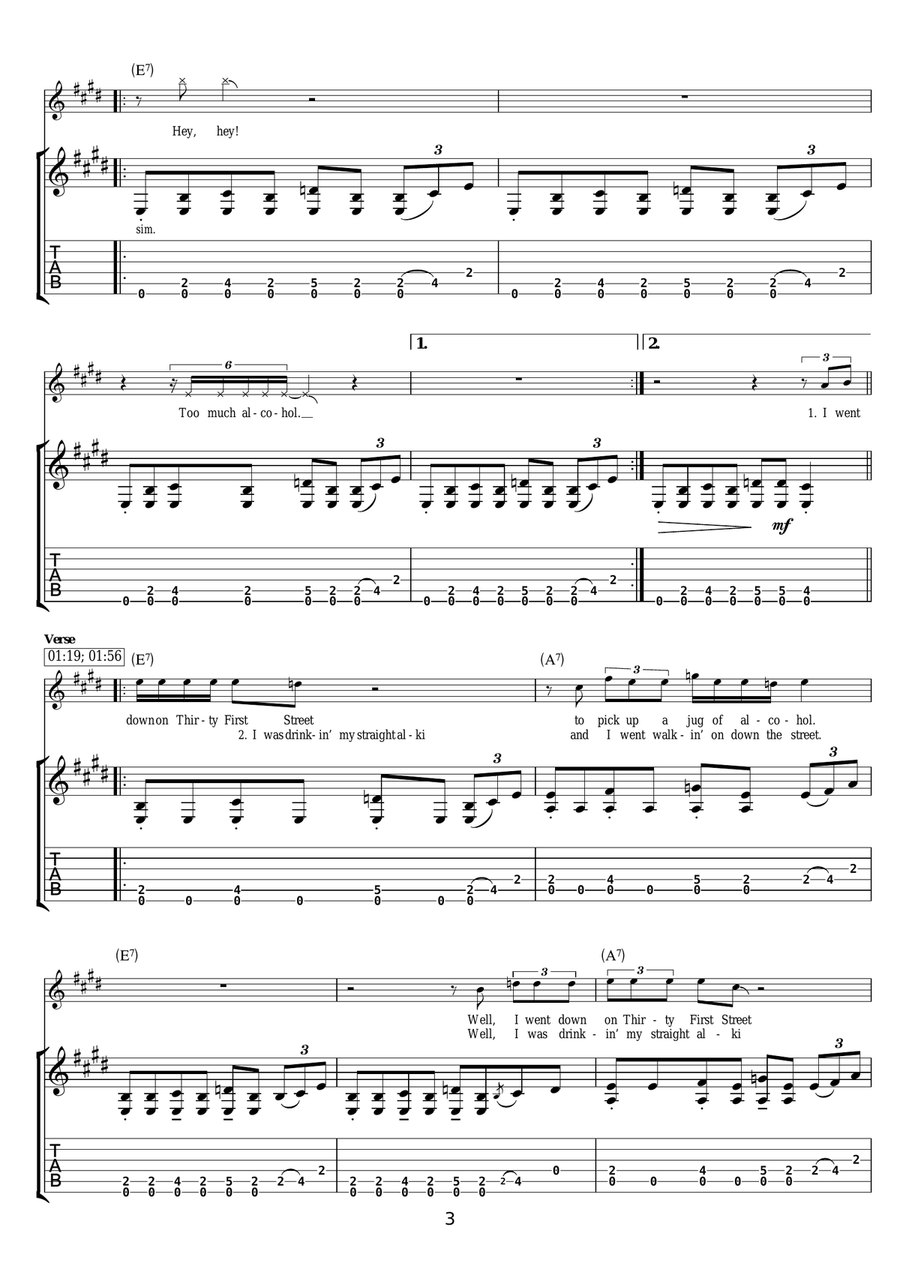 Too Much Alcohol Too Much Alcohol Guitar Tablature scores gallery preview page 3