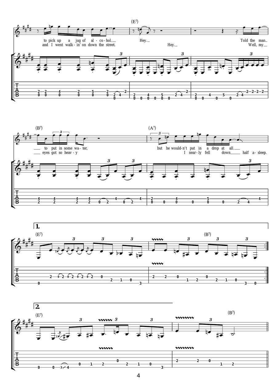 Too Much Alcohol Too Much Alcohol Guitar Tablature scores gallery preview page 4