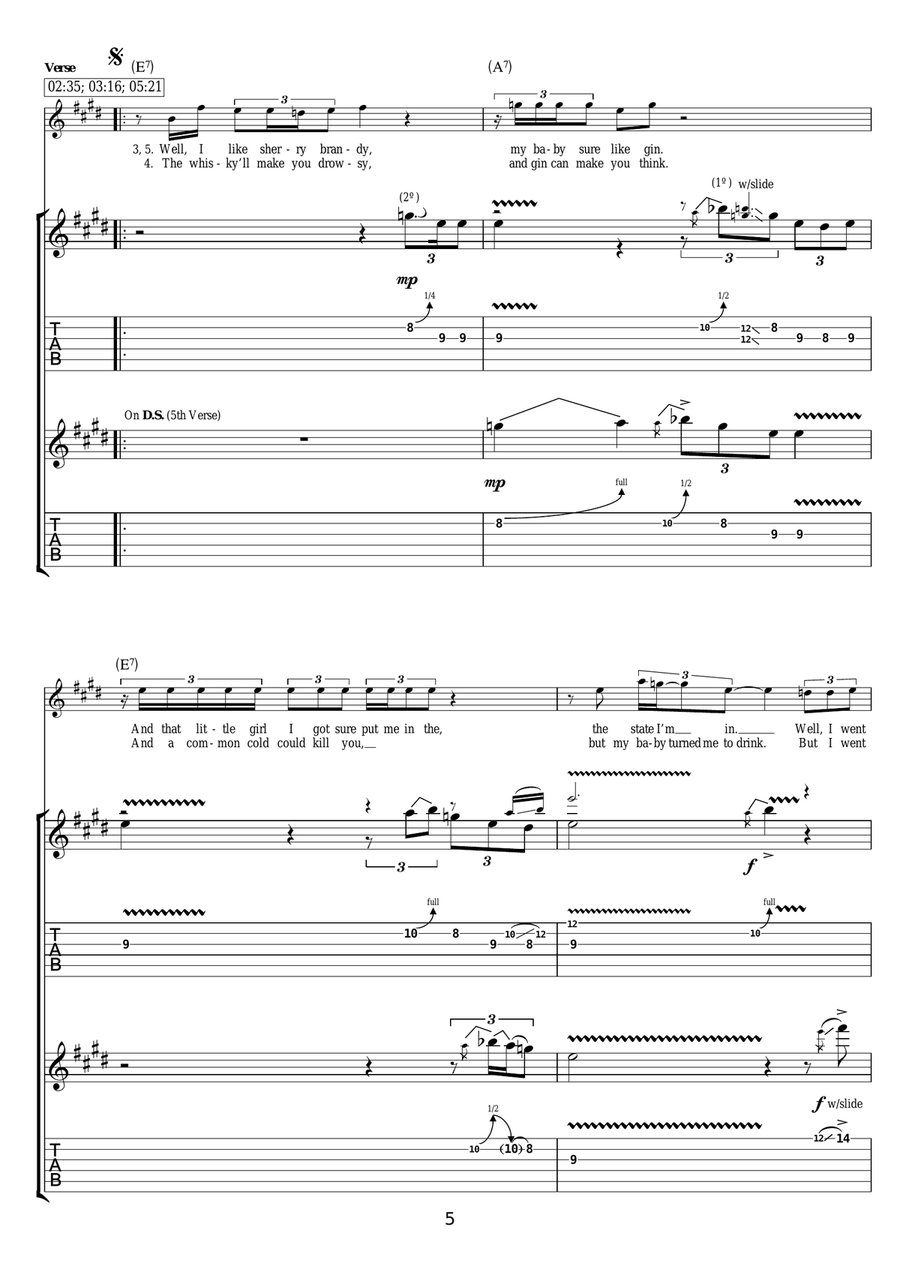Too Much Alcohol Too Much Alcohol Guitar Tablature scores gallery preview page 5
