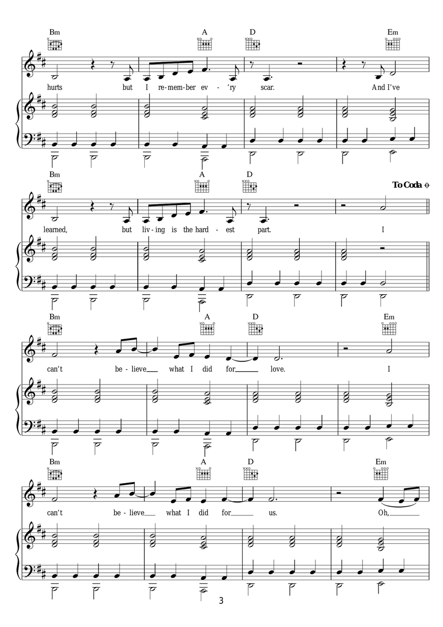 What I Did For Love (featuring Emeli Sande) Piano, Vocal, Guitar scores gallery preview page 3