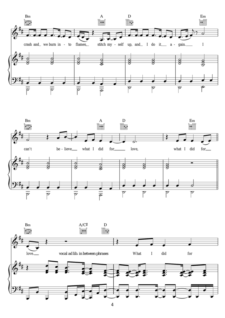 What I Did For Love (featuring Emeli Sande) Piano, Vocal, Guitar scores gallery preview page 4