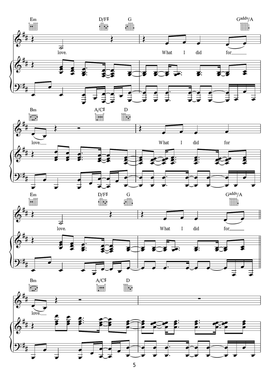 What I Did For Love (featuring Emeli Sande) Piano, Vocal, Guitar scores gallery preview page 5