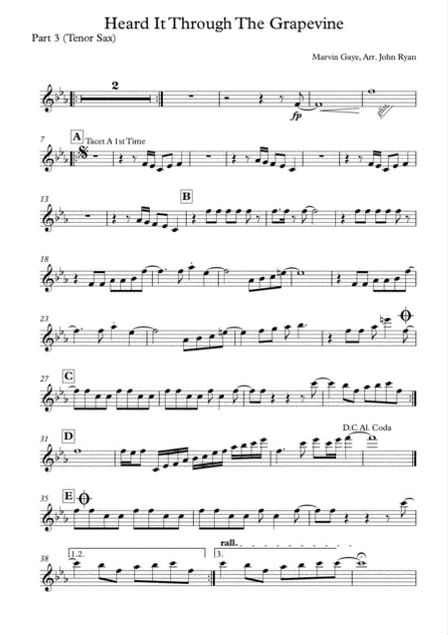 I Heard It Through The Grapevine Tenor Saxophone scores gallery preview page 4