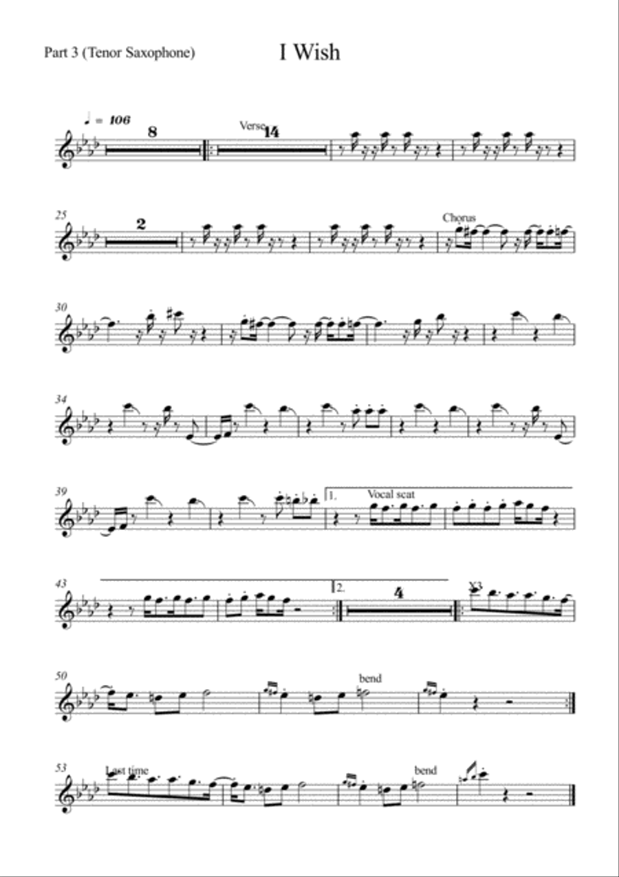 I Wish Tenor Saxophone scores gallery preview page 4