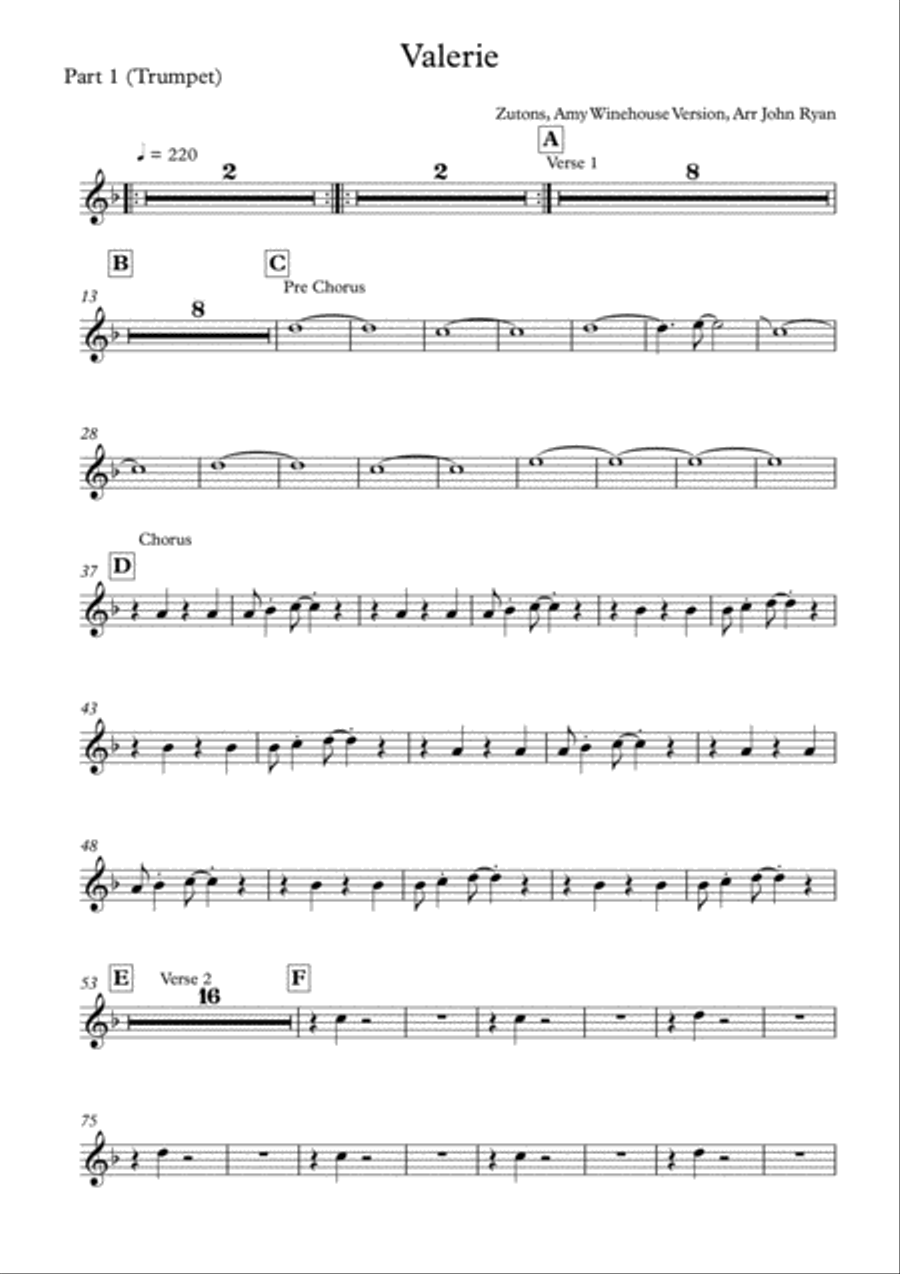 Valerie Tenor Saxophone scores gallery preview page 1