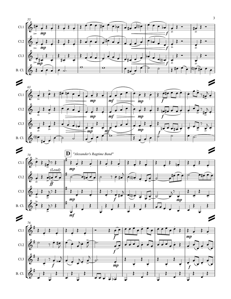 Dixieland Medley (for Clarinet Quartet) Clarinet Quartet scores gallery preview page 4