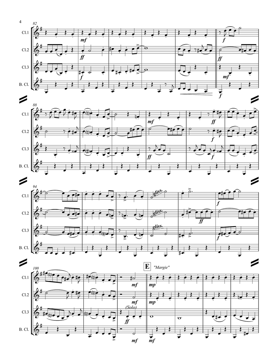 Dixieland Medley (for Clarinet Quartet) Clarinet Quartet scores gallery preview page 5