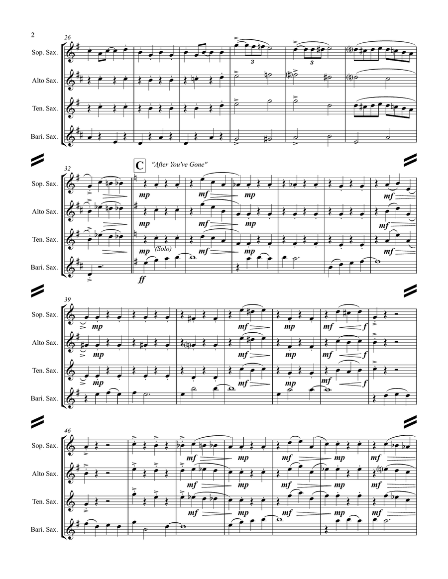 Dixieland Medley (for Saxophone Quartet SATB or AATB) Saxophone Quartet scores gallery preview page 3