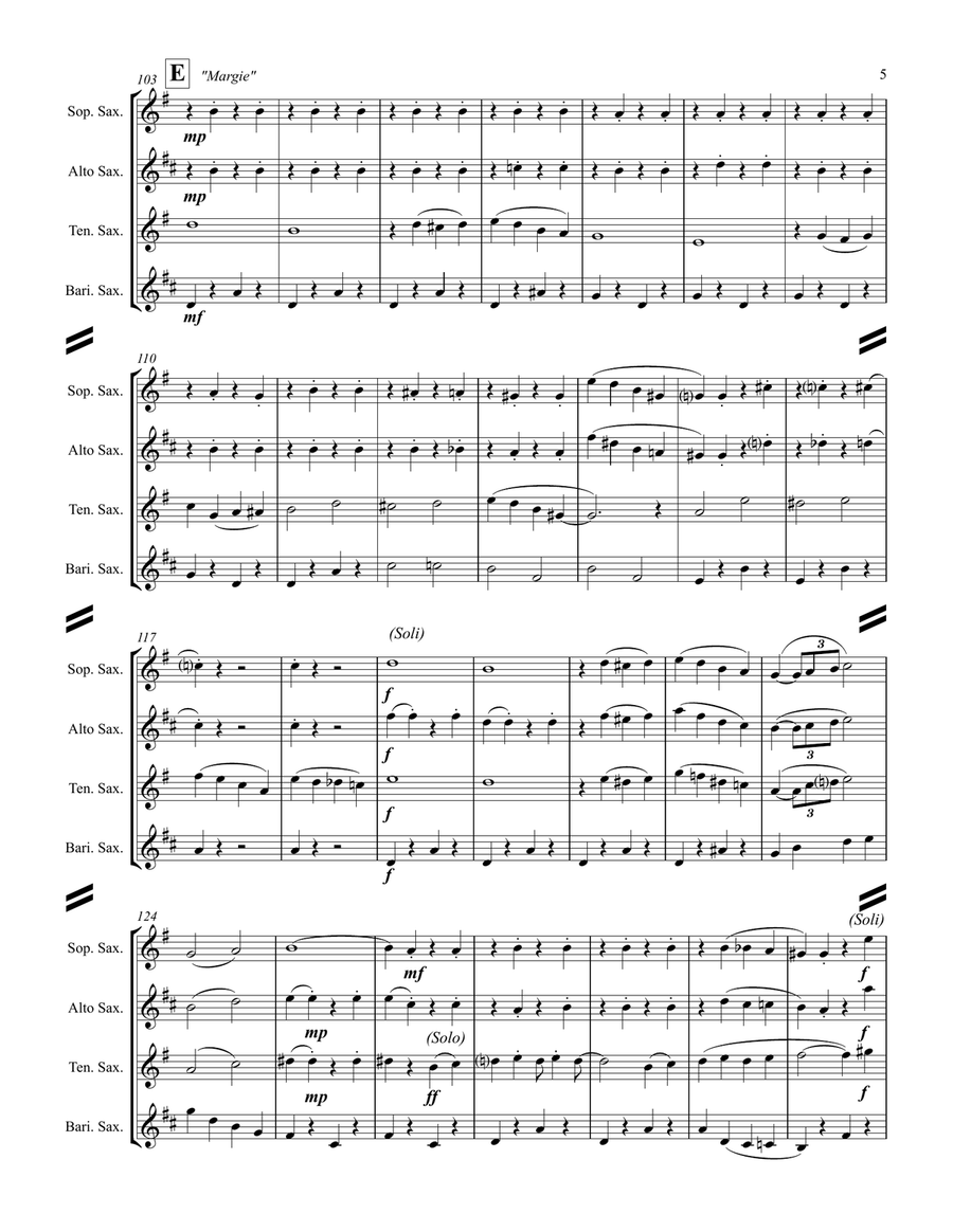 Dixieland Medley (for Saxophone Quartet SATB or AATB) Saxophone Quartet scores gallery preview page 6