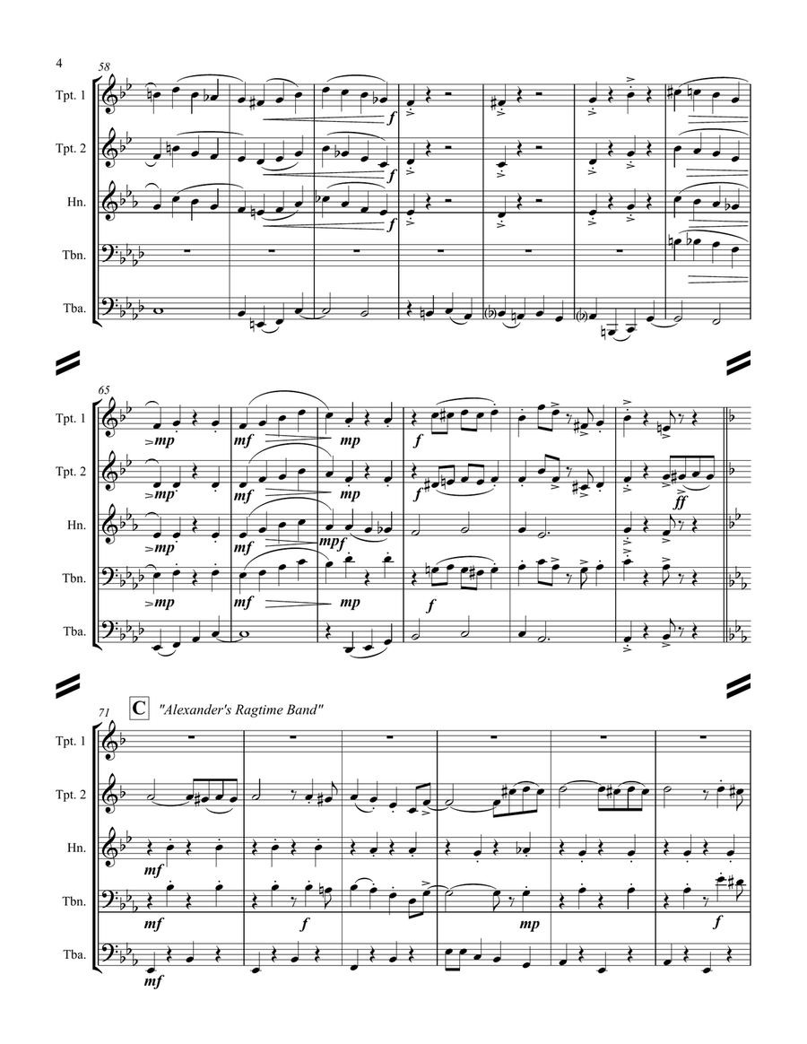 Dixieland Medley (for Brass Quintet) Dixieland Medley (for Brass Quintet) Brass Quintet scores gallery preview page 5