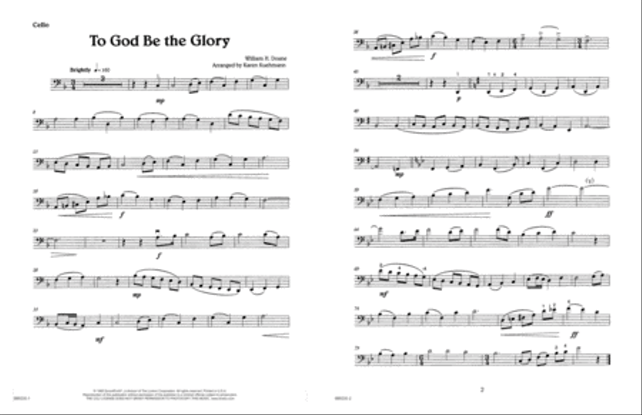 To God Be The Glory - Cello Solo Piano scores gallery preview page 1