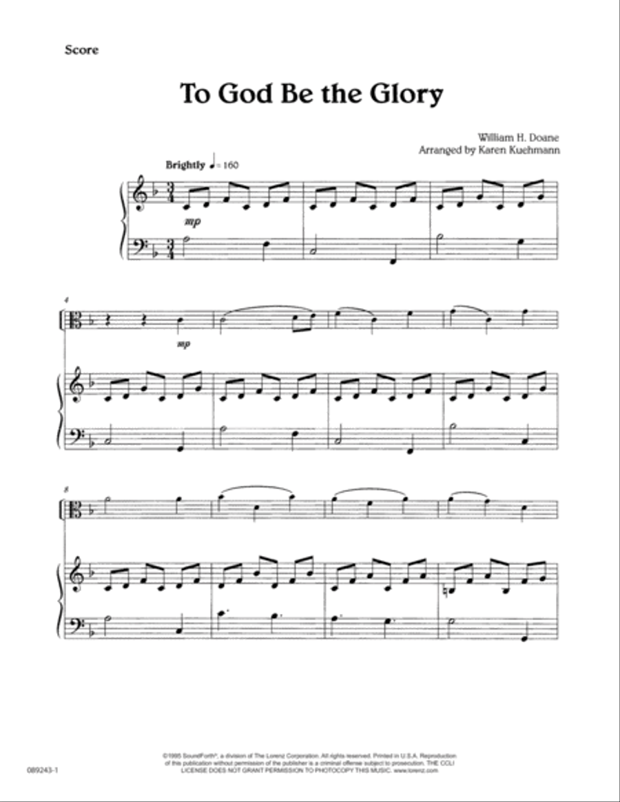 To God Be The Glory - Viola Solo Piano scores gallery preview page 1
