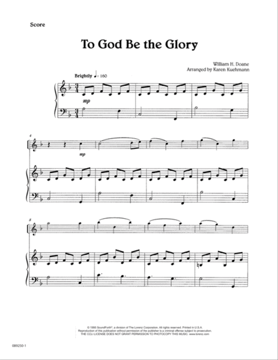To God Be The Glory - Violin Solo Violin Solo scores gallery preview page 1