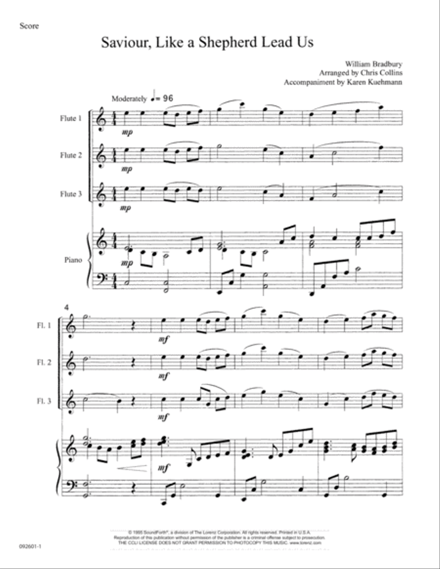 Savior, like a Shepherd Lead Us - Flute Trio Woodwind Ensemble scores gallery preview page 1