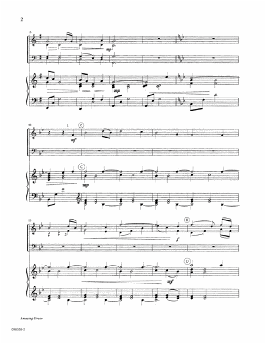 Amazing Grace by Dwight Gustafson Clarinet Choir - Digital Sheet Music page 2