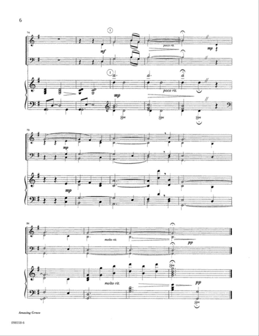 Amazing Grace by Dwight Gustafson Clarinet Choir - Digital Sheet Music page 6