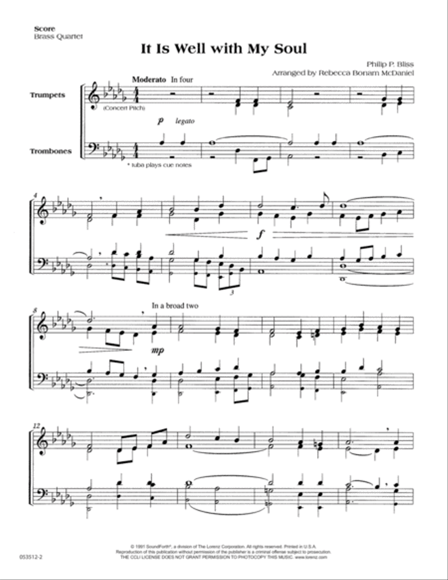 It Is Well With My Soul Brass Quartet scores gallery preview page 2